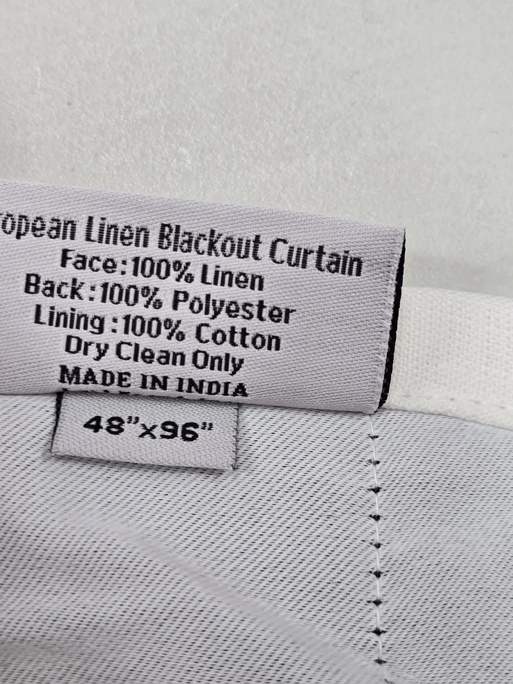 QUINCE Set Of 2 48x96 European Linen True Blackout Curtains White 0465